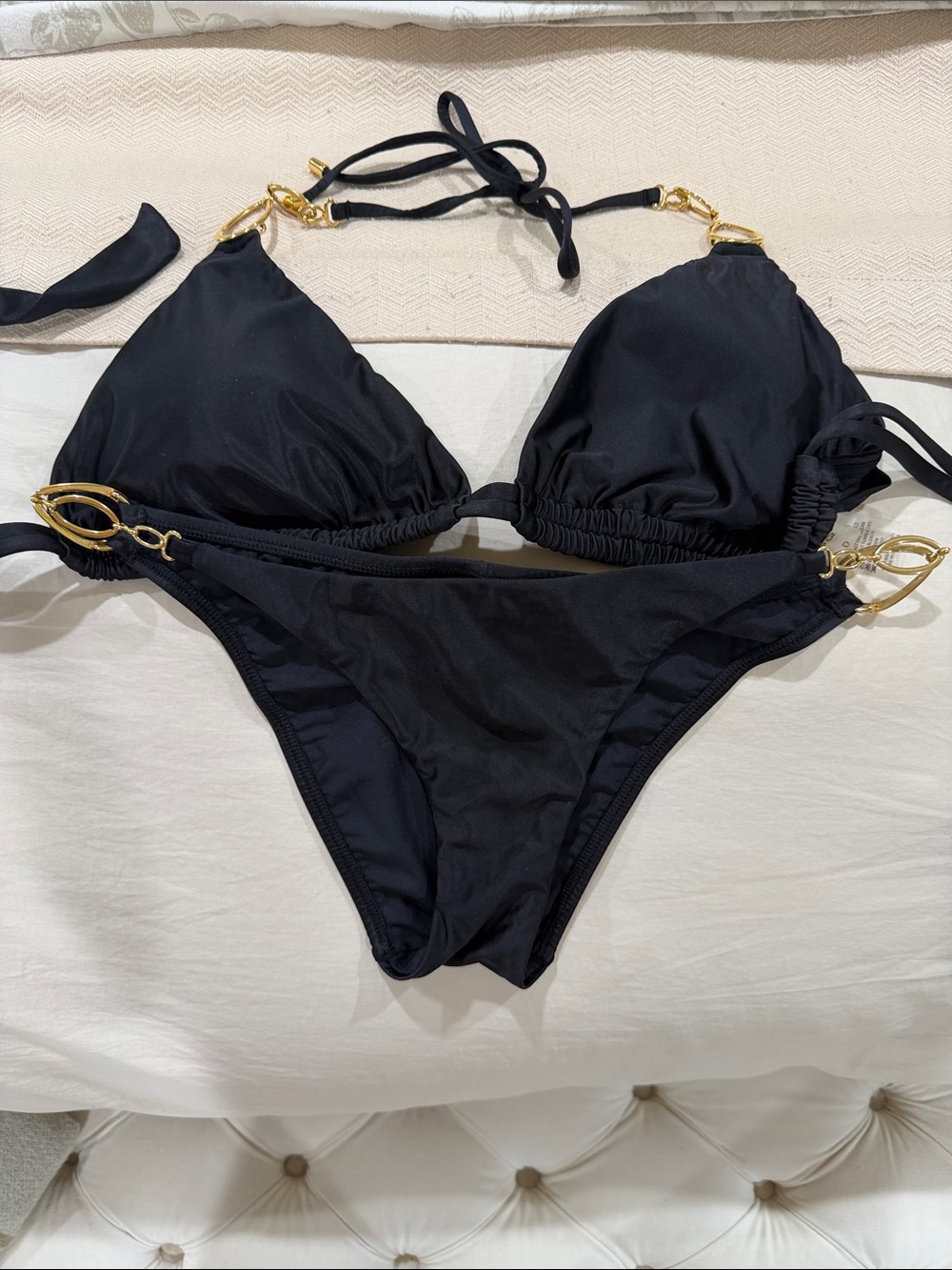 PQ Swim Black Bikini with Gold Ring Hardware